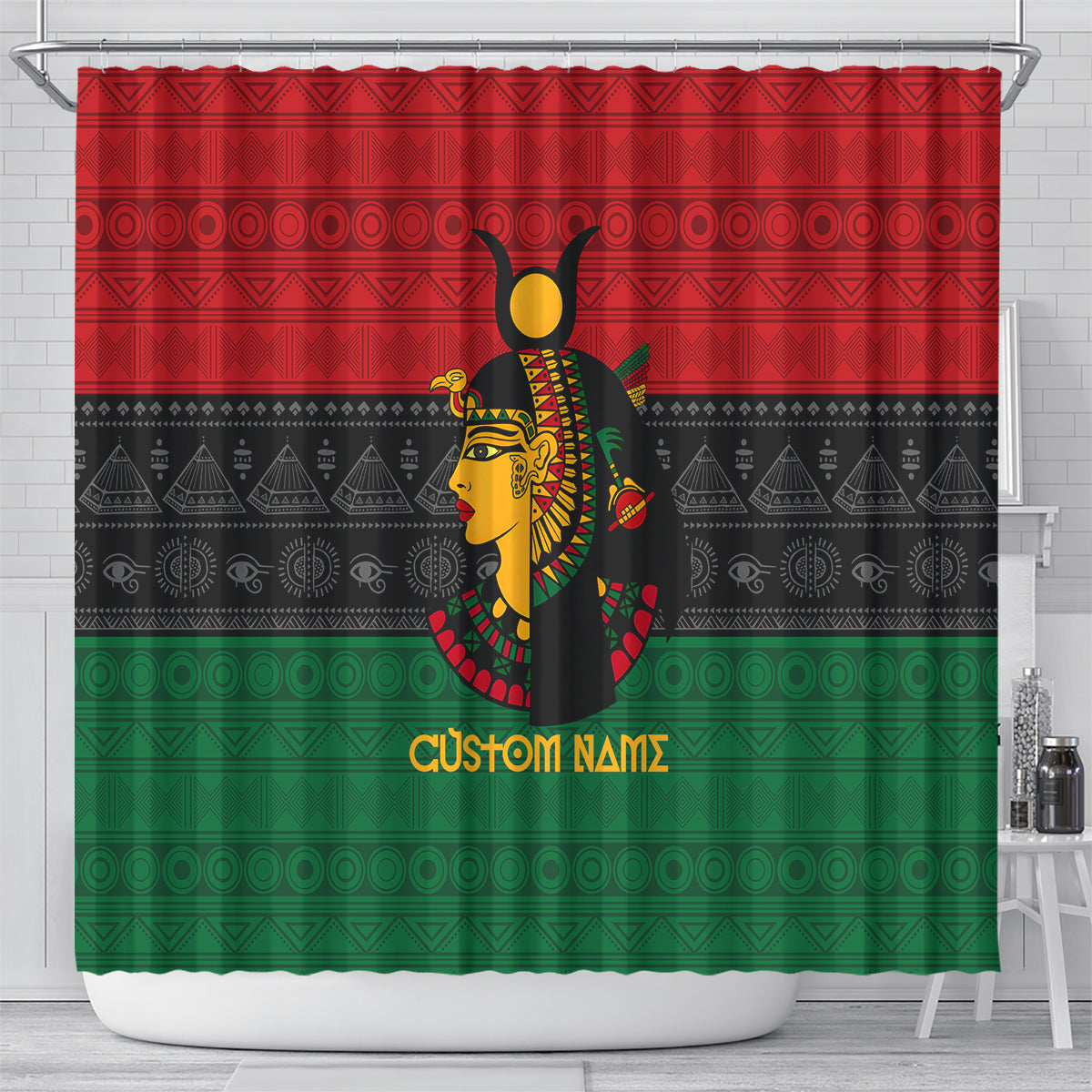 Personalized Queen In Pan-African Colors Shower Curtain Egyptian Beautiful Goddess