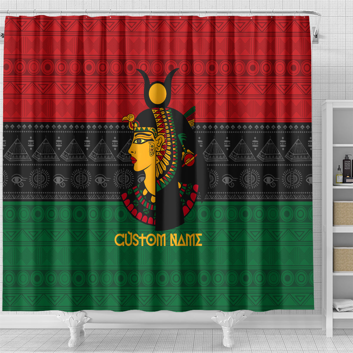 Personalized Queen In Pan-African Colors Shower Curtain Egyptian Beautiful Goddess