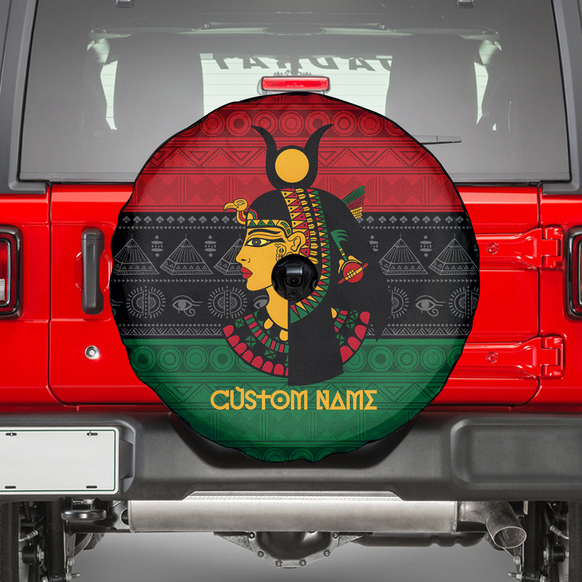 Personalized Queen In Pan-African Colors Spare Tire Cover Egyptian Beautiful Goddess - Wonder Print Shop