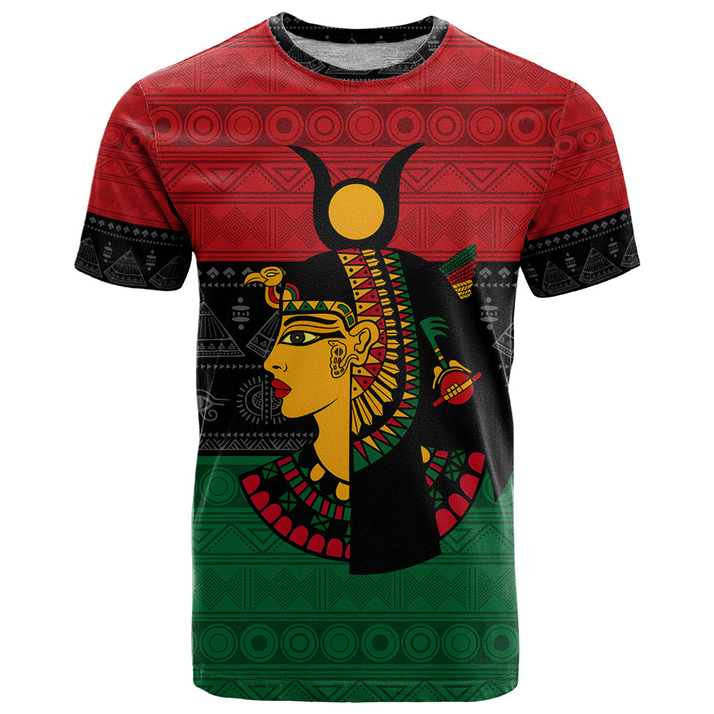 Personalized Queen In Pan-African Colors T Shirt Egyptian Beautiful Goddess - Wonder Print Shop