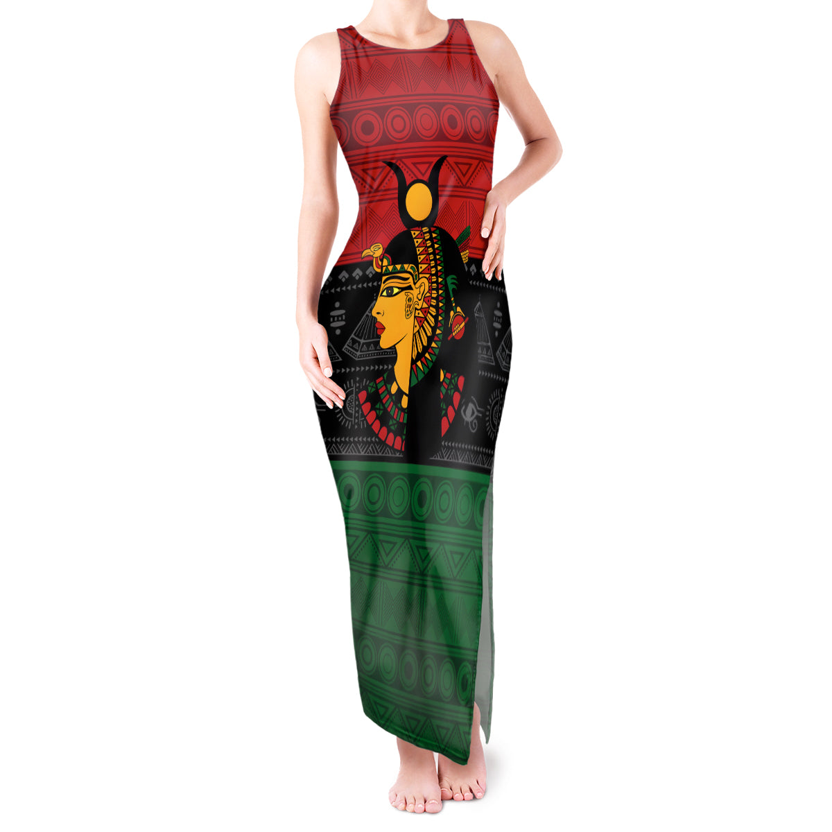 Personalized Queen In Pan-African Colors Tank Maxi Dress Egyptian Beautiful Goddess - Wonder Print Shop