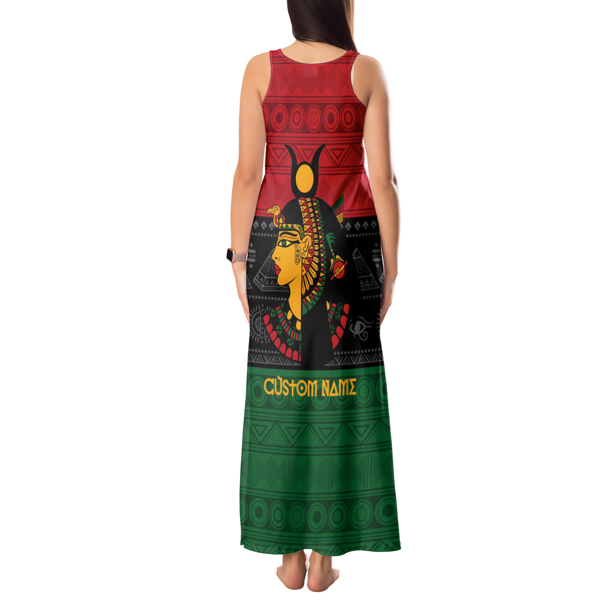 Personalized Queen In Pan-African Colors Tank Maxi Dress Egyptian Beautiful Goddess - Wonder Print Shop