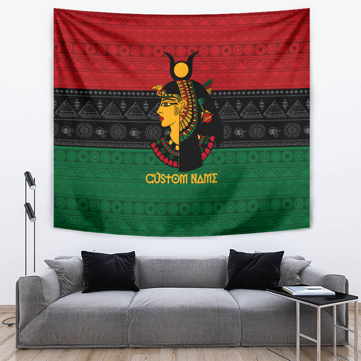 Personalized Queen In Pan-African Colors Tapestry Egyptian Beautiful Goddess - Wonder Print Shop