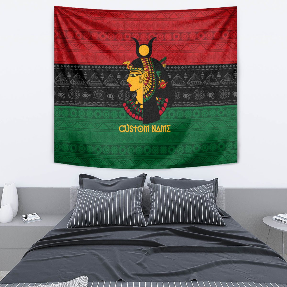 Personalized Queen In Pan-African Colors Tapestry Egyptian Beautiful Goddess - Wonder Print Shop
