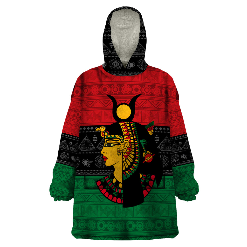 Personalized Queen In Pan-African Colors Wearable Blanket Hoodie Egyptian Beautiful Goddess - Wonder Print Shop