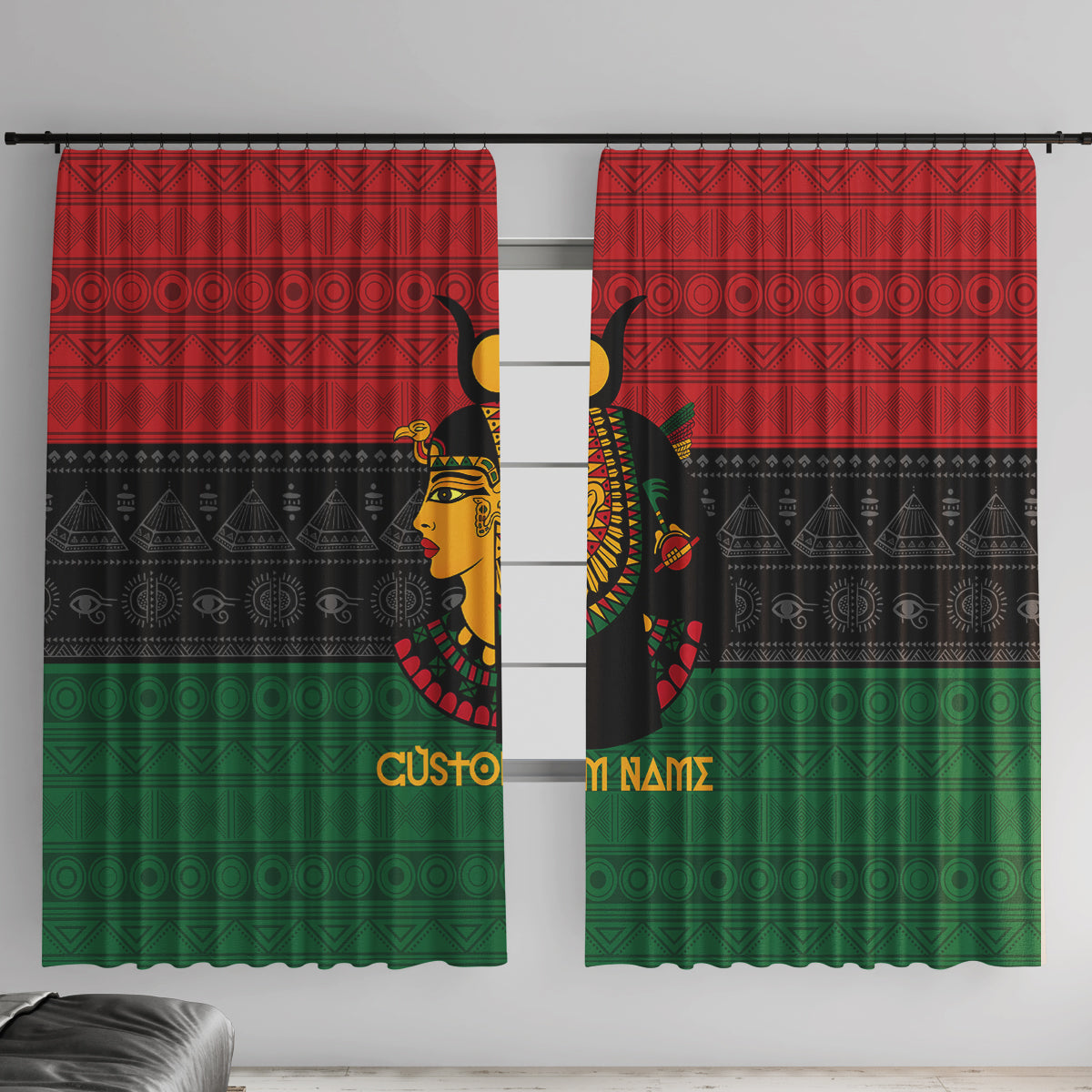 Personalized Queen In Pan-African Colors Window Curtain Egyptian Beautiful Goddess