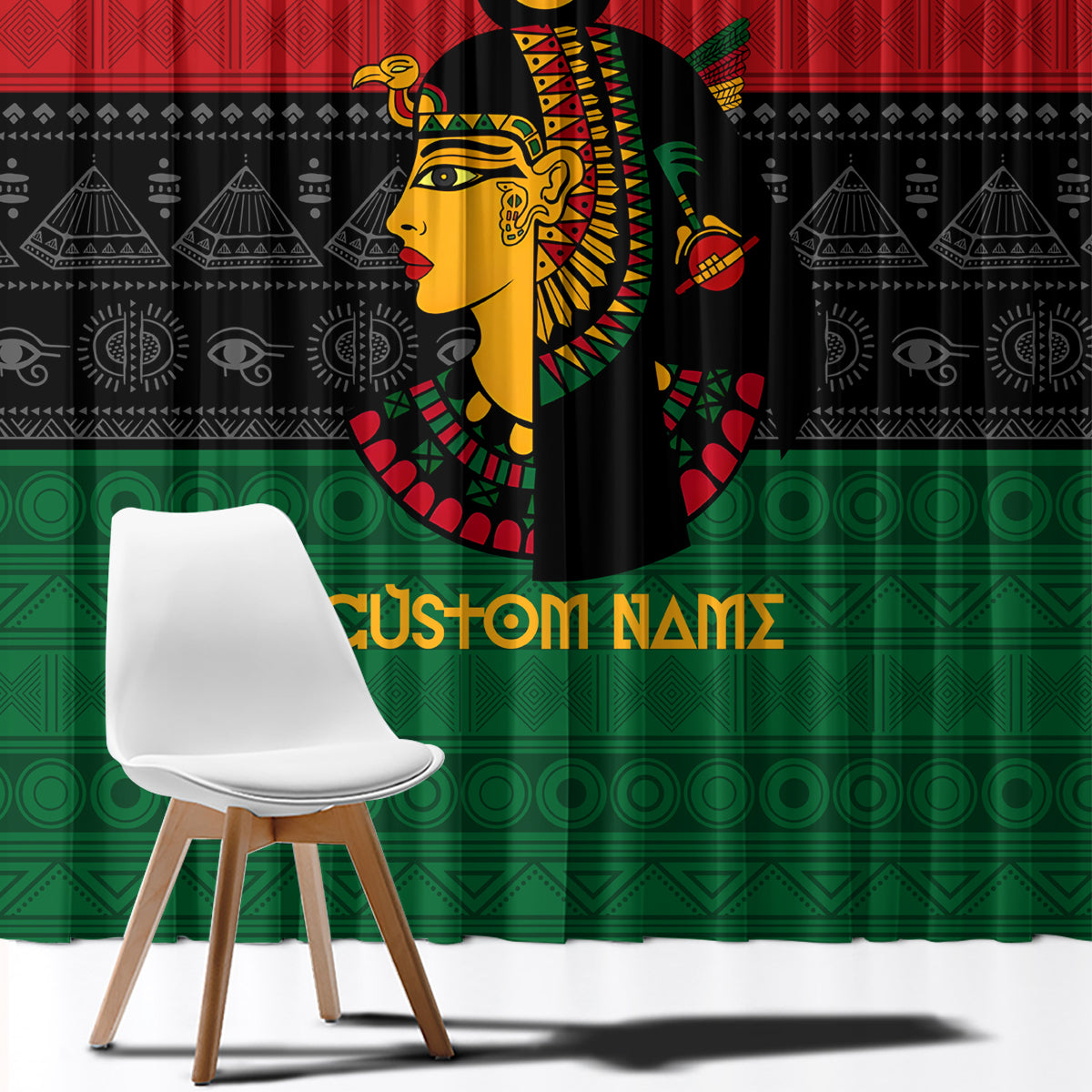 Personalized Queen In Pan-African Colors Window Curtain Egyptian Beautiful Goddess - Wonder Print Shop