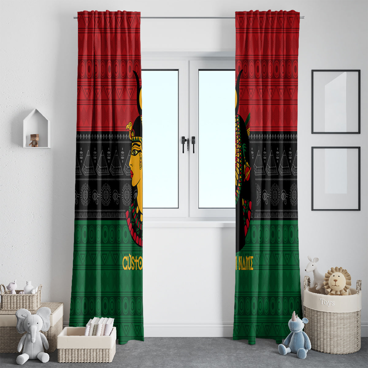 Personalized Queen In Pan-African Colors Window Curtain Egyptian Beautiful Goddess - Wonder Print Shop