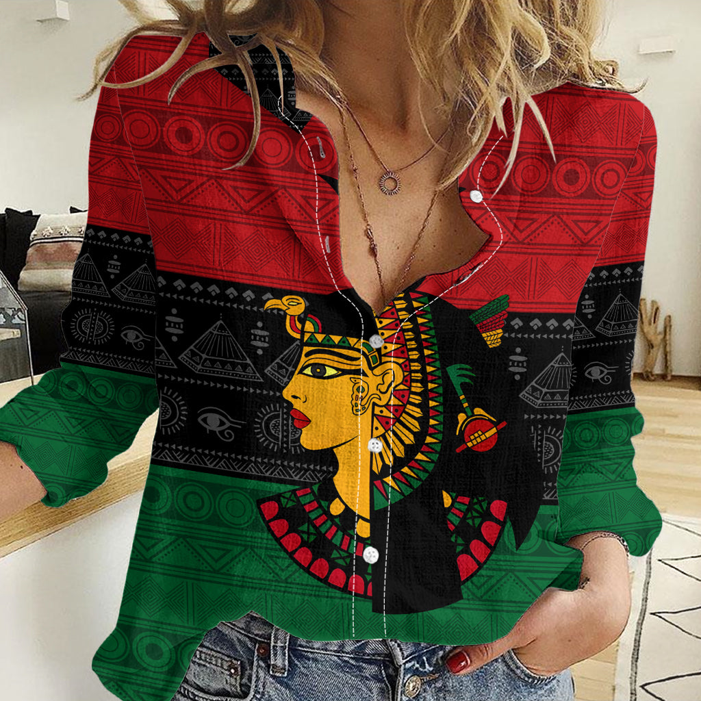 Personalized Queen In Pan-African Colors Women Casual Shirt Egyptian Beautiful Goddess - Wonder Print Shop
