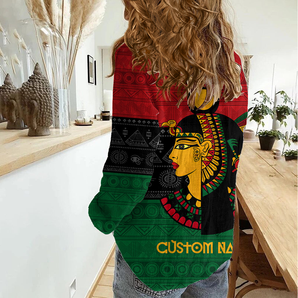 Personalized Queen In Pan-African Colors Women Casual Shirt Egyptian Beautiful Goddess - Wonder Print Shop