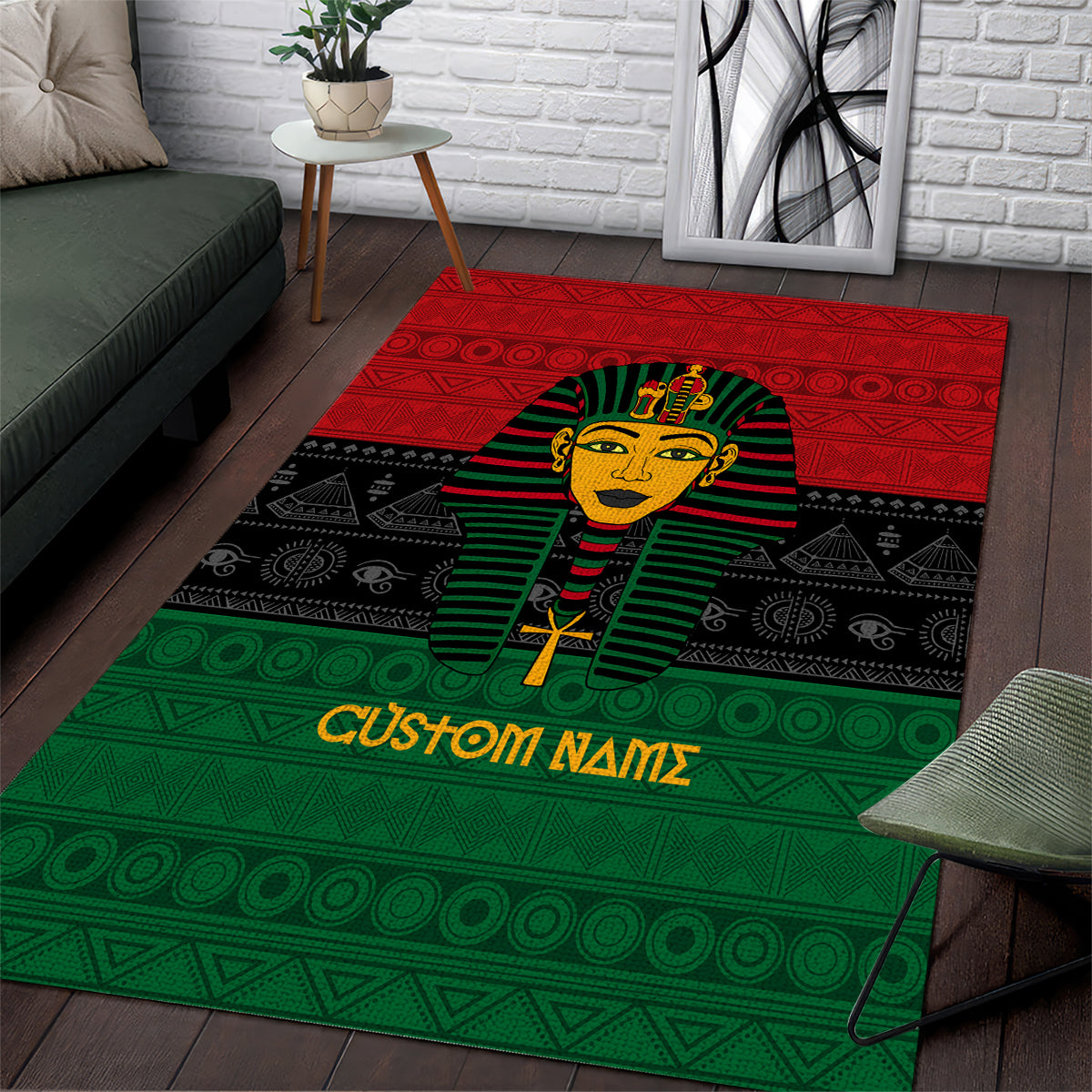 Personalized Pharaoh In Pan-African Colors Area Rug Ancient Egypt
