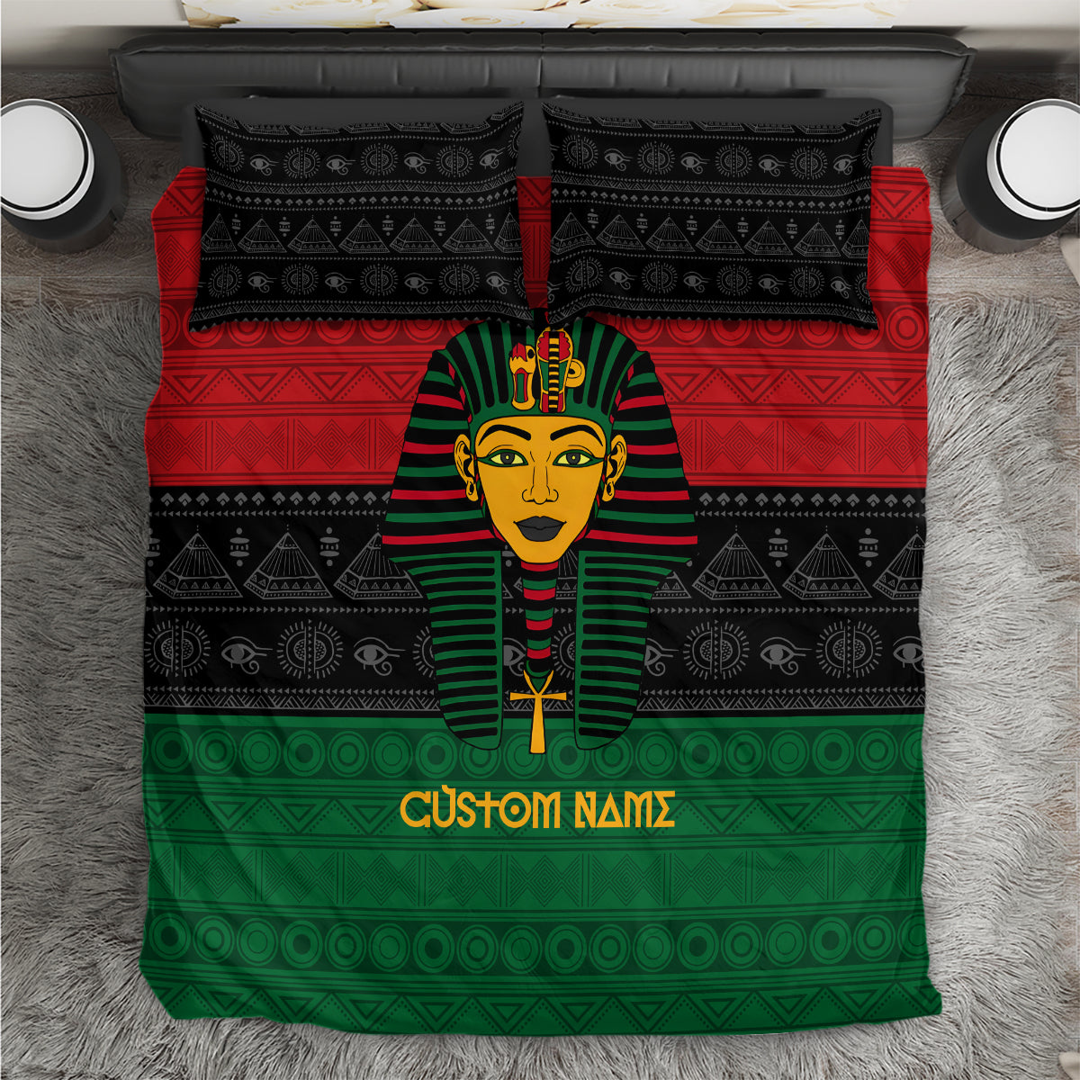 Personalized Pharaoh In Pan-African Colors Bedding Set Ancient Egypt