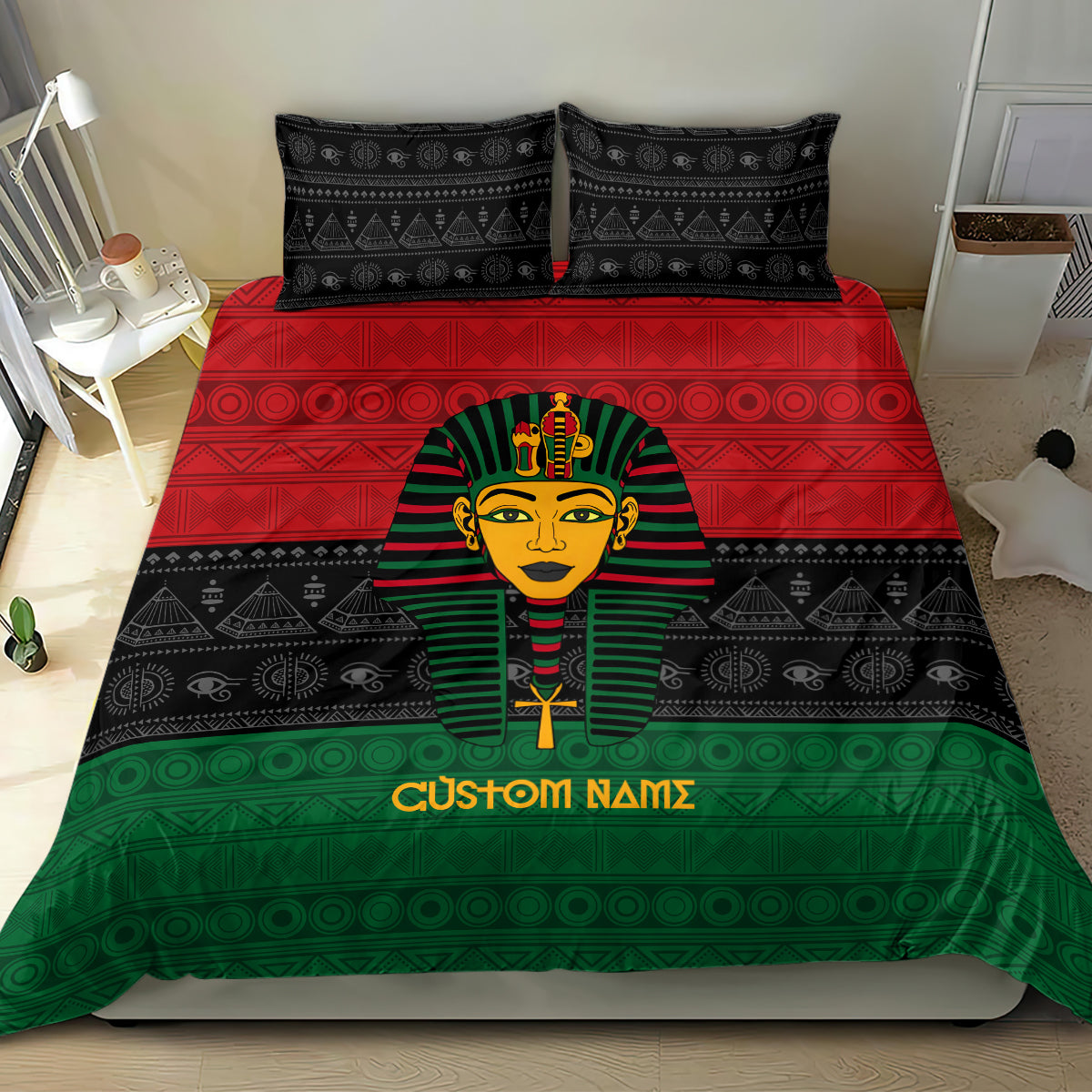 Personalized Pharaoh In Pan-African Colors Bedding Set Ancient Egypt - Wonder Print Shop