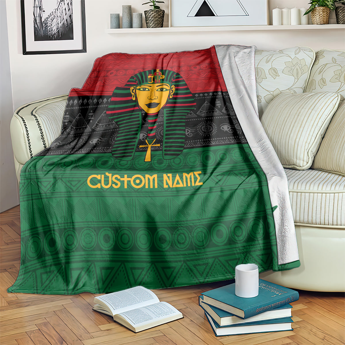 Personalized Pharaoh In Pan-African Colors Blanket Ancient Egypt