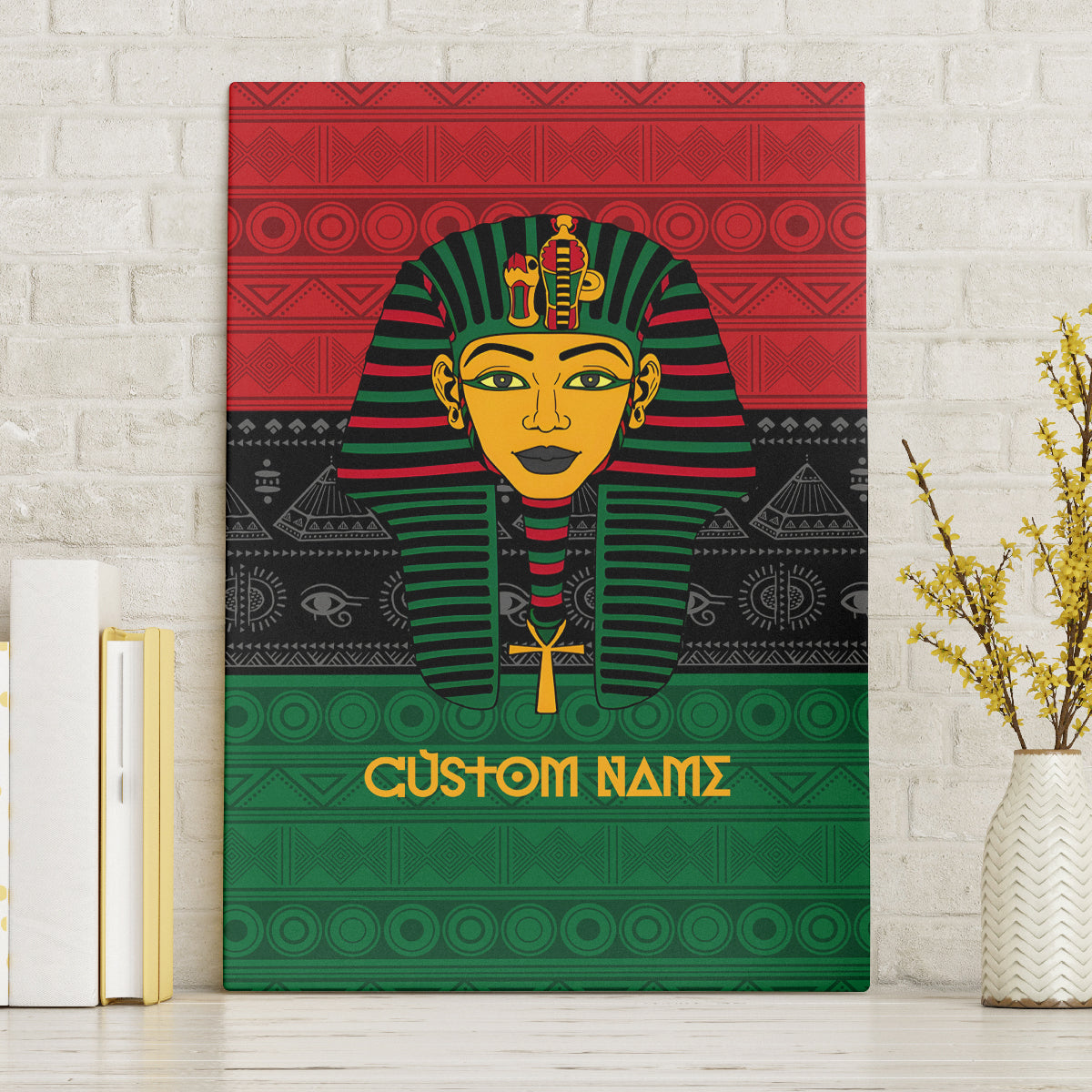 Personalized Pharaoh In Pan-African Colors Canvas Wall Art Ancient Egypt