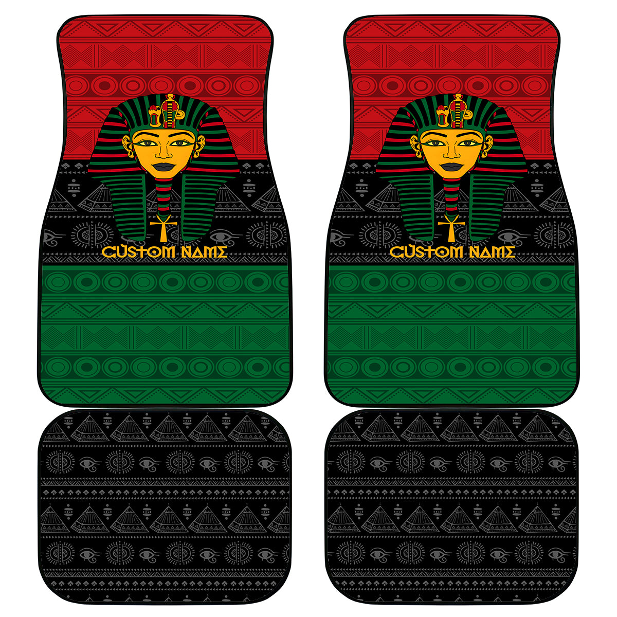 Personalized Pharaoh In Pan-African Colors Car Mats Ancient Egypt - Wonder Print Shop