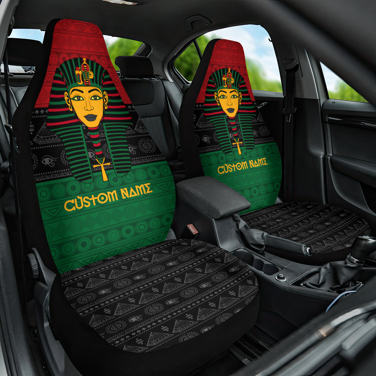 Personalized Pharaoh In Pan-African Colors Car Seat Cover Ancient Egypt