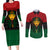 Personalized Pharaoh In Pan-African Colors Couples Matching Long Sleeve Bodycon Dress and Long Sleeve Button Shirt Ancient Egypt - Wonder Print Shop