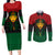 Personalized Pharaoh In Pan-African Colors Couples Matching Long Sleeve Bodycon Dress and Long Sleeve Button Shirt Ancient Egypt