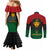 Personalized Pharaoh In Pan-African Colors Couples Matching Mermaid Dress and Long Sleeve Button Shirt Ancient Egypt