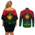 Personalized Pharaoh In Pan-African Colors Couples Matching Off Shoulder Short Dress and Long Sleeve Button Shirt Ancient Egypt