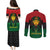 Personalized Pharaoh In Pan-African Colors Couples Matching Puletasi and Long Sleeve Button Shirt Ancient Egypt