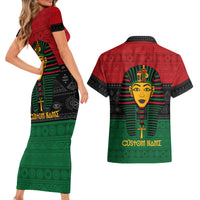 Personalized Pharaoh In Pan-African Colors Couples Matching Short Sleeve Bodycon Dress and Hawaiian Shirt Ancient Egypt - Wonder Print Shop