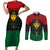Personalized Pharaoh In Pan-African Colors Couples Matching Short Sleeve Bodycon Dress and Long Sleeve Button Shirt Ancient Egypt - Wonder Print Shop