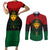 Personalized Pharaoh In Pan-African Colors Couples Matching Short Sleeve Bodycon Dress and Long Sleeve Button Shirt Ancient Egypt