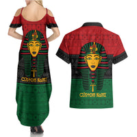 Personalized Pharaoh In Pan-African Colors Couples Matching Summer Maxi Dress and Hawaiian Shirt Ancient Egypt - Wonder Print Shop