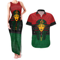 Personalized Pharaoh In Pan-African Colors Couples Matching Tank Maxi Dress and Hawaiian Shirt Ancient Egypt - Wonder Print Shop