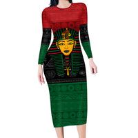 Personalized Pharaoh In Pan-African Colors Family Matching Long Sleeve Bodycon Dress and Hawaiian Shirt Ancient Egypt - Wonder Print Shop
