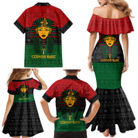 Personalized Pharaoh In Pan-African Colors Family Matching Mermaid Dress and Hawaiian Shirt Ancient Egypt - Wonder Print Shop