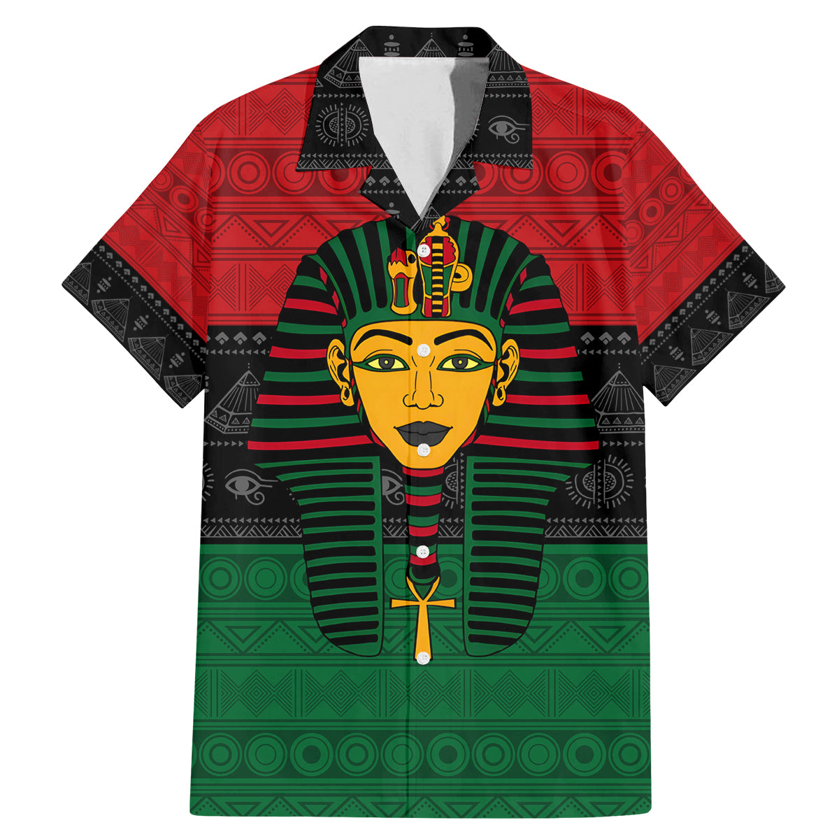 Personalized Pharaoh In Pan-African Colors Family Matching Mermaid Dress and Hawaiian Shirt Ancient Egypt - Wonder Print Shop