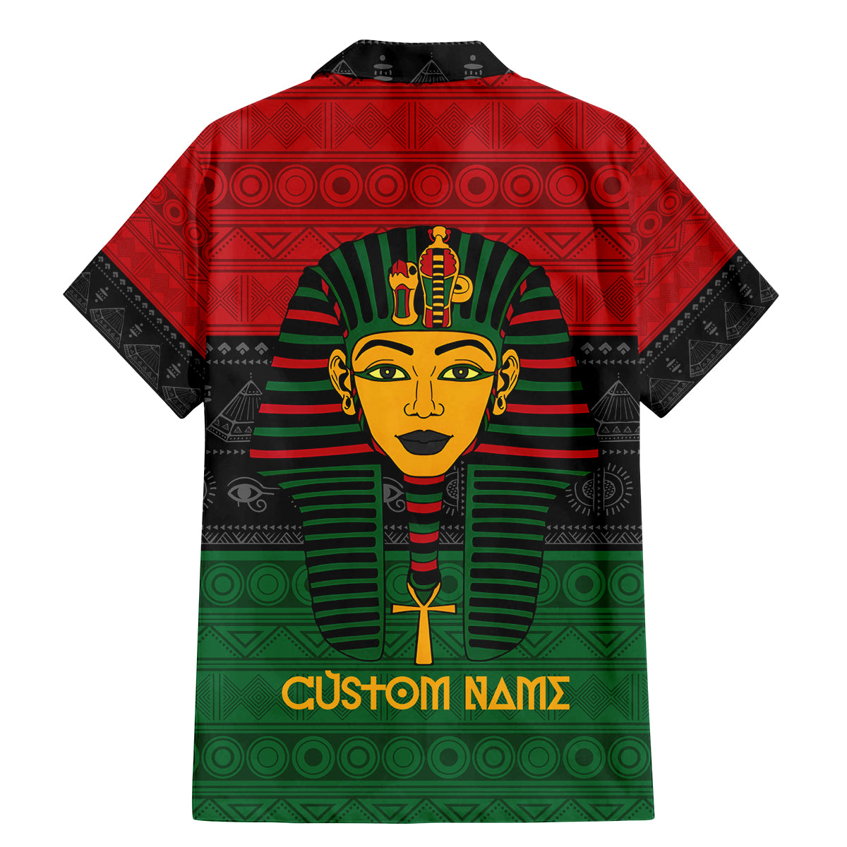 Personalized Pharaoh In Pan-African Colors Family Matching Mermaid Dress and Hawaiian Shirt Ancient Egypt - Wonder Print Shop