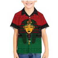 Personalized Pharaoh In Pan-African Colors Family Matching Mermaid Dress and Hawaiian Shirt Ancient Egypt - Wonder Print Shop
