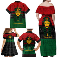 Personalized Pharaoh In Pan-African Colors Family Matching Off Shoulder Maxi Dress and Hawaiian Shirt Ancient Egypt - Wonder Print Shop