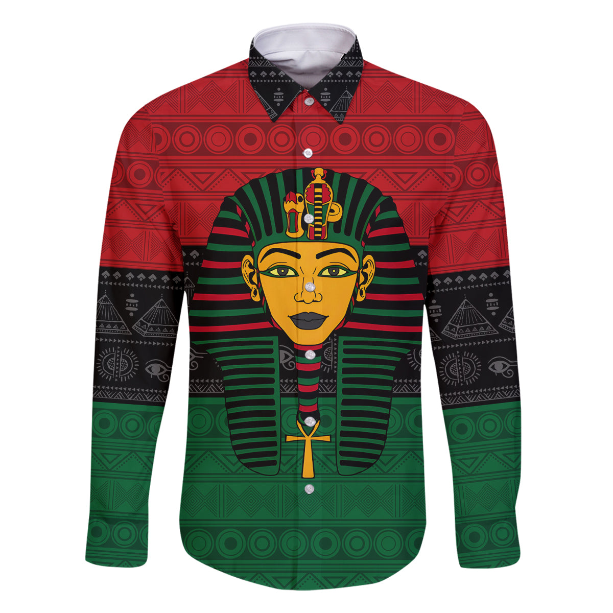 Personalized Pharaoh In Pan-African Colors Family Matching Off Shoulder Maxi Dress and Hawaiian Shirt Ancient Egypt - Wonder Print Shop