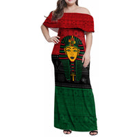 Personalized Pharaoh In Pan-African Colors Family Matching Off Shoulder Maxi Dress and Hawaiian Shirt Ancient Egypt - Wonder Print Shop
