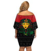 Personalized Pharaoh In Pan-African Colors Family Matching Off Shoulder Short Dress and Hawaiian Shirt Ancient Egypt - Wonder Print Shop