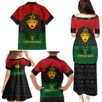 Personalized Pharaoh In Pan-African Colors Family Matching Puletasi and Hawaiian Shirt Ancient Egypt - Wonder Print Shop