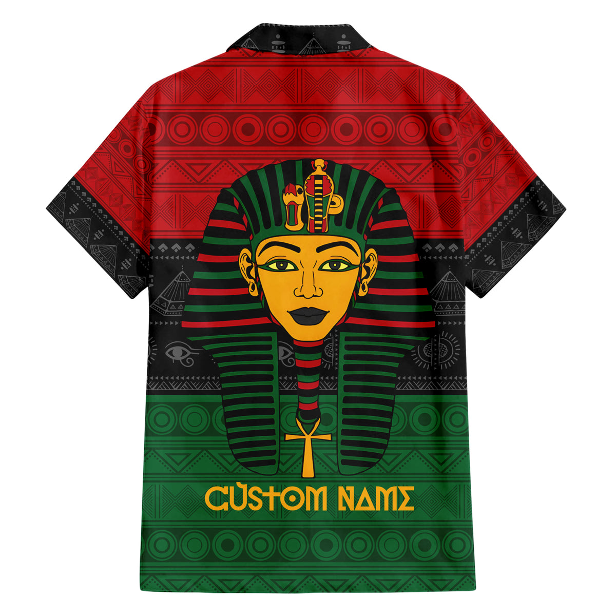Personalized Pharaoh In Pan-African Colors Family Matching Short Sleeve Bodycon Dress and Hawaiian Shirt Ancient Egypt - Wonder Print Shop