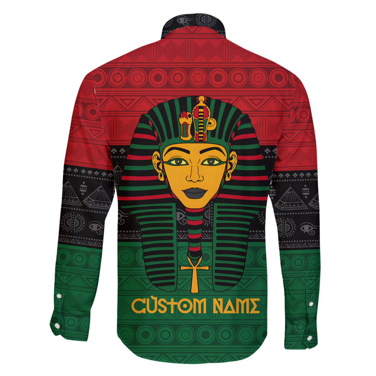 Personalized Pharaoh In Pan-African Colors Family Matching Short Sleeve Bodycon Dress and Hawaiian Shirt Ancient Egypt - Wonder Print Shop