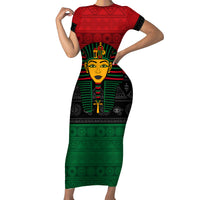 Personalized Pharaoh In Pan-African Colors Family Matching Short Sleeve Bodycon Dress and Hawaiian Shirt Ancient Egypt - Wonder Print Shop