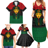 Personalized Pharaoh In Pan-African Colors Family Matching Summer Maxi Dress and Hawaiian Shirt Ancient Egypt - Wonder Print Shop