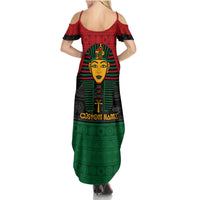 Personalized Pharaoh In Pan-African Colors Family Matching Summer Maxi Dress and Hawaiian Shirt Ancient Egypt - Wonder Print Shop