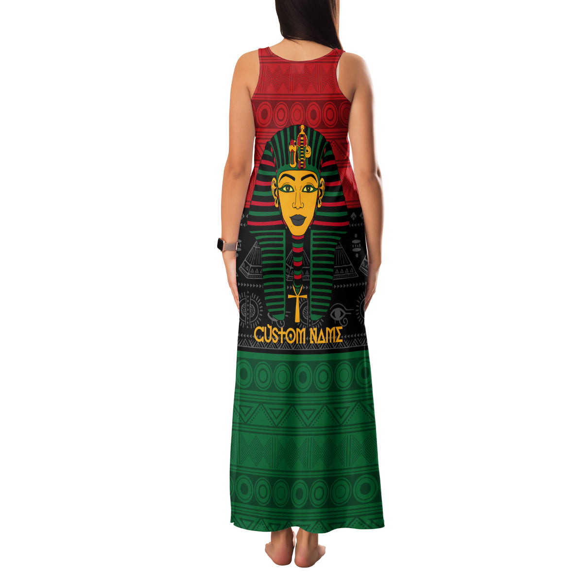 Personalized Pharaoh In Pan-African Colors Family Matching Tank Maxi Dress and Hawaiian Shirt Ancient Egypt - Wonder Print Shop