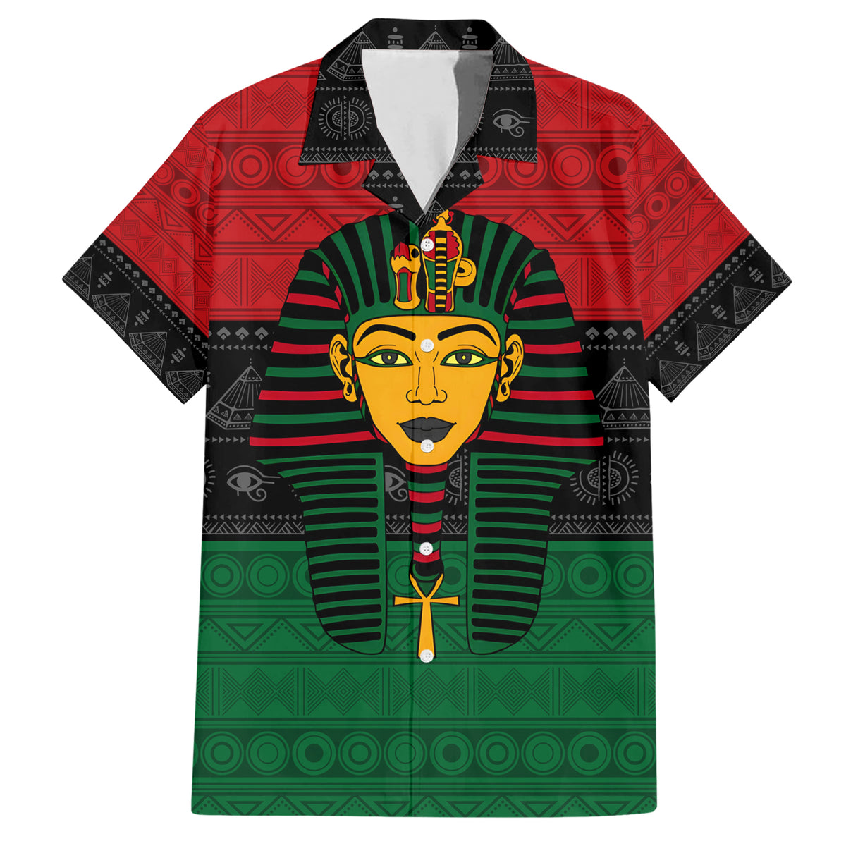 Personalized Pharaoh In Pan-African Colors Hawaiian Shirt Ancient Egypt - Wonder Print Shop