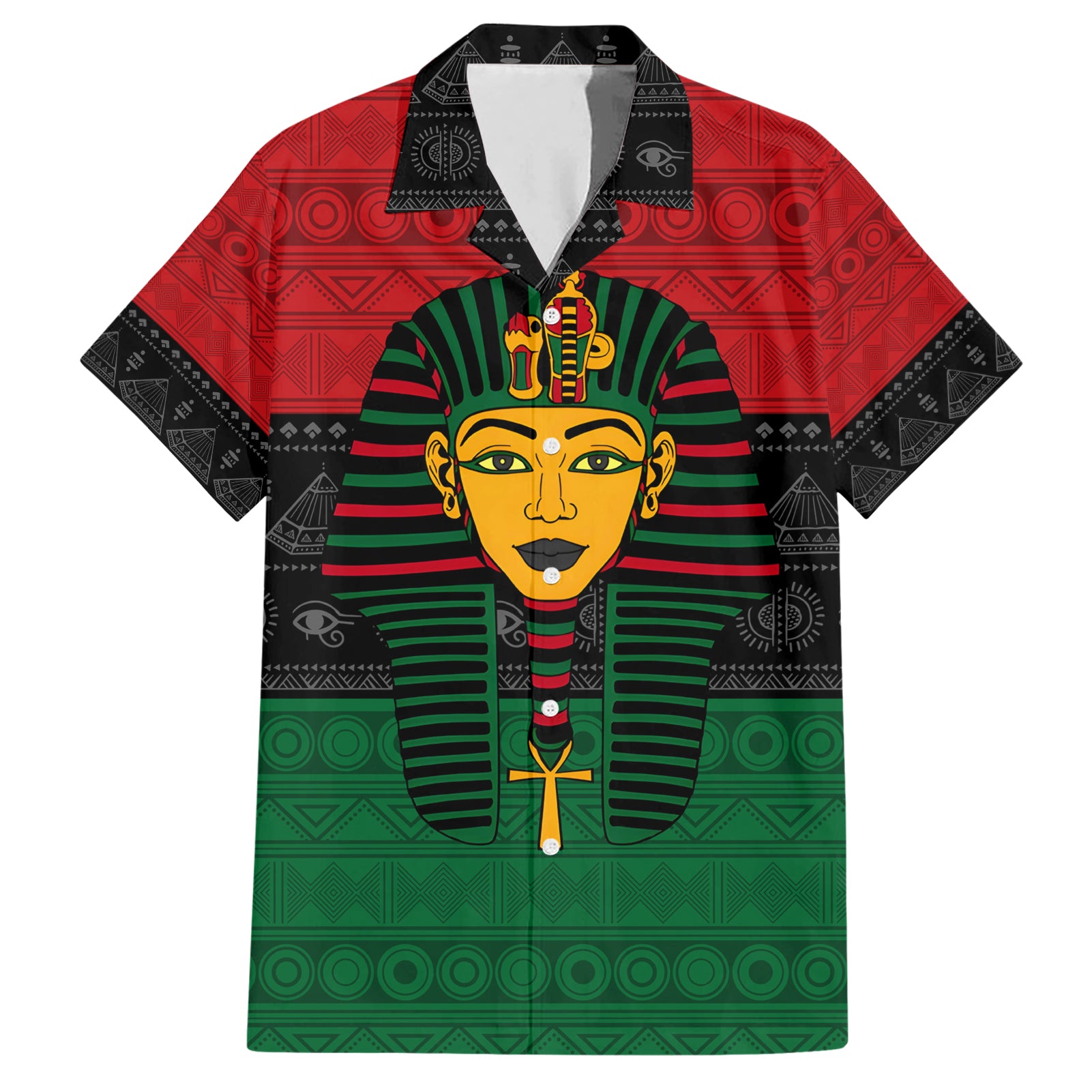 Personalized Pharaoh In Pan-African Colors Hawaiian Shirt Ancient Egypt