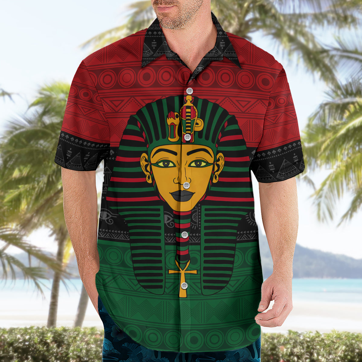 Personalized Pharaoh In Pan-African Colors Hawaiian Shirt Ancient Egypt - Wonder Print Shop